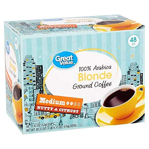 Great Value 100 Percent  Arabica Blonde Medium Ground Coffee_ 0.42 oz_ 48 count