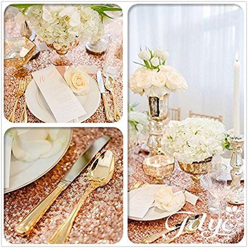 TRLYC Rose Gold 72 x 72-Inch Square Sequin Tablecloth Overlay for Wedding Thanksgiving Day