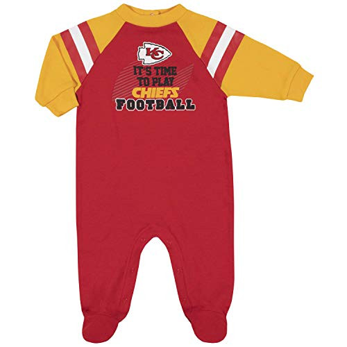 NFL Kansas City Chiefs Team Sleep and Play Footies_ red Yellow Kansas City Chiefs_ 0_3 Months _138731160_