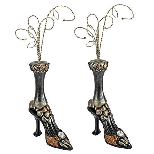 Design Toscano Skull Slipper Bony Leg Jewelry Display Statue: Set of Two