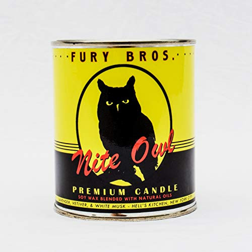 Fury Bros.. Nite Owl Man Candle, Scented Candle for Men with Lavender, Vetiver, and White Musk Scent, Slow Burn Soy Candle, 12.5 Ounce