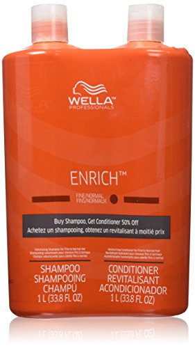 Wella Enrich Shampoo & Conditioner Fine to Normal Hair, Liter Duo 33.8 Oz