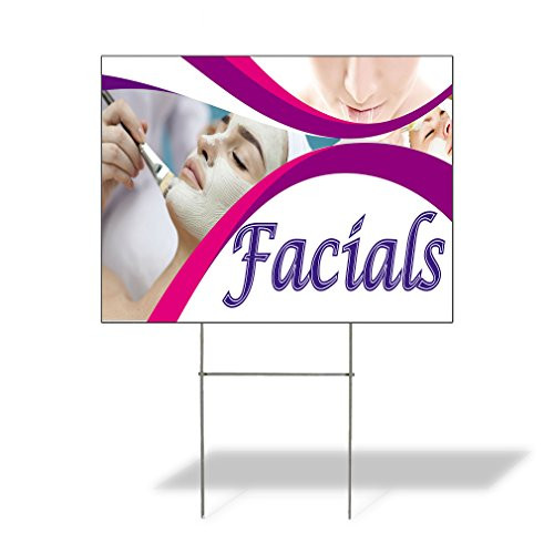 Plastic Weatherproof Yard Sign Facials  1 Style C Face Salon  and  Spa White Facials for Sale Sign Multiple Quantities Available 18inx12in One Side Print One Sign