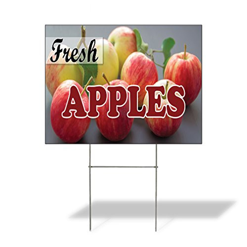 Plastic Weatherproof Yard Sign Apples Fruit Fresh Apples  1 Style C for Sale Sign One Side 18inx12in