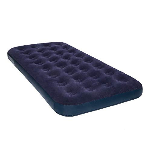 Twin Size Air Mattress for Inflatable _ Portable Blue Blow Up Mattresses with Flocked top _ Single Foldable Air Bed for Tent Camping Home Travel Backpacking