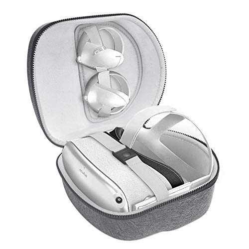 MASiKEN Hard EVA Case for Oculus Quest and Oculus Quest 2 All_in_one VR Gaming Headset_Carrying Case for Lightweight_ Portable Protection _Grey Plus White_