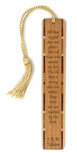 Personalized Not All Who Wander are Lost Quote by J.R.R. Tolkien_ Engraved Wooden Bookmark with Tassel _ Search B07DL1PKK9 for Non_Personalized Version