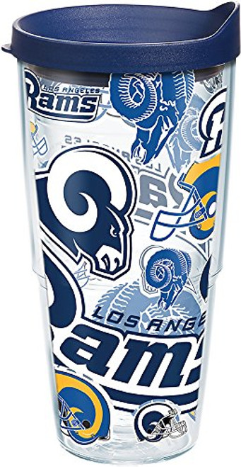 Tervis 1270881 NFL Los Angeles Rams All Over Tumbler with Wrap and Navy Lid 24oz, Clear Tervis 1270881 NFL Los Angeles Rams All Over Tumbler with Wrap and Navy Lid 24oz, Clear