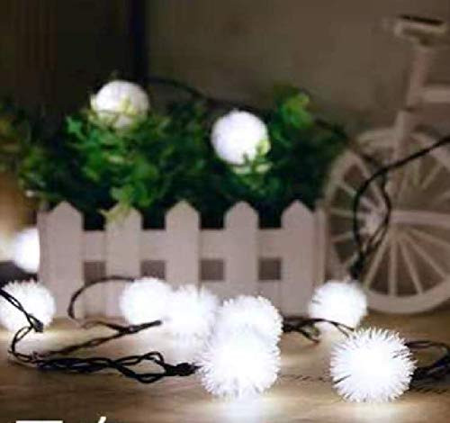 FODFKL Warm and Comfortable Garden Courtyard Furry Ball Snowflake Ball Solar String Lights Outdoor Waterproof 50LED B