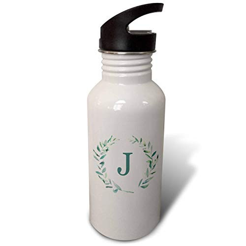3dRose Wreath with Monogram Initial Letter J in Green on White. _ Water Bottles _wb_337392_2_