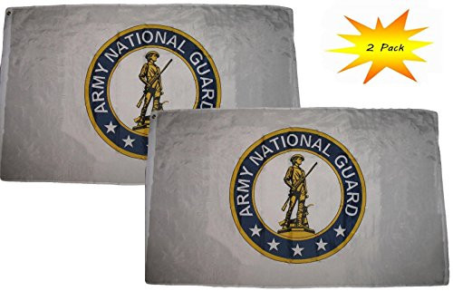 K's Novelties 3x5 3 x5  Wholesale Set _2 Pack_ Army National Guard Emblem Crest Flag Banner with Banner Clips