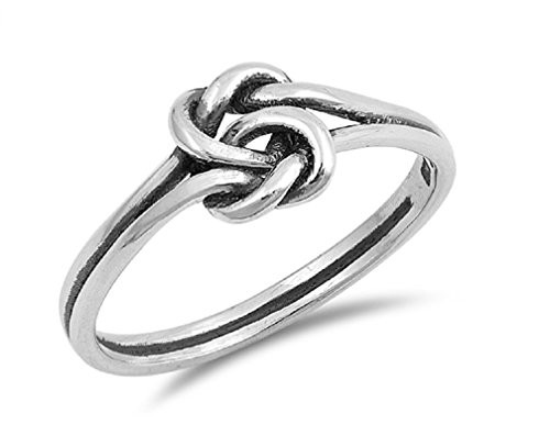 CloseoutWarehouse Oxidized Sterling Silver Knot Double Band Ring Size 7