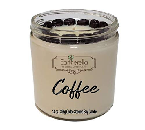 COFFEE Scented Natural Soy Wax 14 oz. Jar Candle with wax COFFEE BEANS