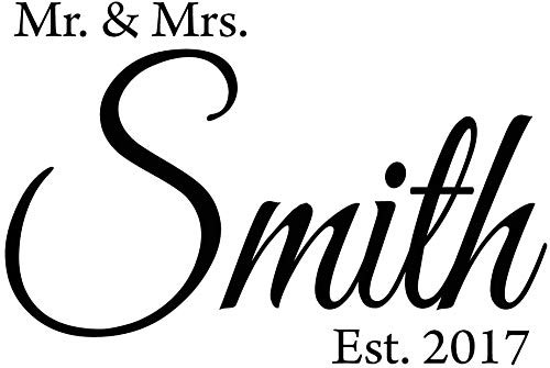 Mr.  and  Mrs. Custom Wall Decal with Date Established _Insert Name_ Personalized Wedding Decal VWAQ_CS6 _30 inch W X 19 inch H_