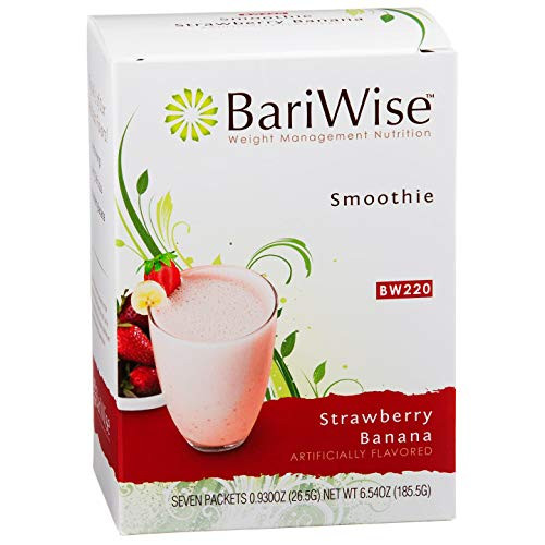 BariWise High Protein Fruit Smoothie   Low_Carb Diet Smoothies _ Strawberry Banana _7 Servings Box_ _ Low Carb_ Low Calorie_ Low Fat_ Gluten Free_ Aspartame Free