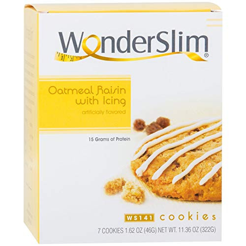 WonderSlim 15g Protein Diet Cookie _ Oatmeal Raisin with Icing _7 Servings Box_ _ Trans Fat Free_ Aspartame Free