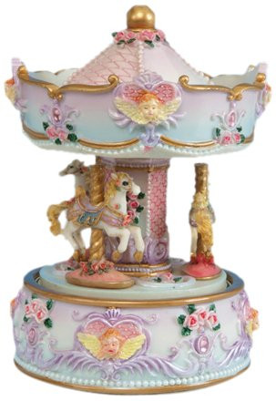MusicBox Kingdom 14048 Carousel with Angle Bust Music Box Playing "A Little Night Music"