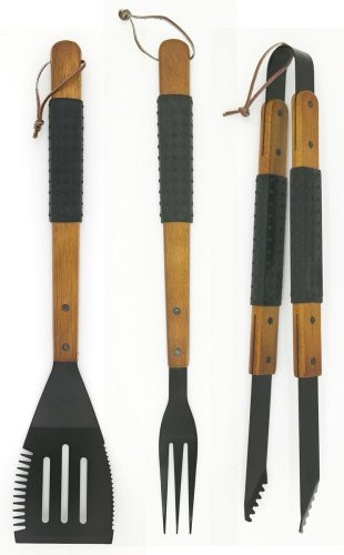 Mr Bar B Q 02162XNST 3_Piece Sure Grip Spatula_ Tongs and Fork