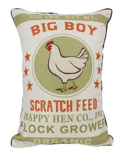 JuniperLab Primitives Retro Feed Sack Chicken Feed Cotton Linen Throw Pillow Cover Pillow Shams Vintage Bloster 20''x14'' Big Boy Scratch Feed