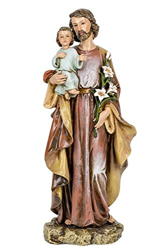 Saint Joseph and Child 10 Inch Resin Stone Decorative Figurine