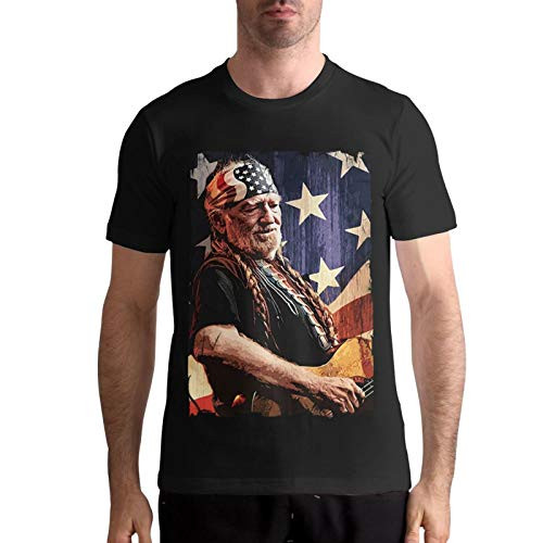 Willie Nelson T Shirt Men's Casual Personality Fashion Short Sleeved Shirt _Black_ 3XL_