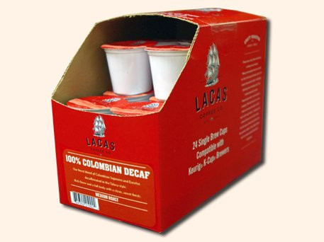 Lacas Coffee Single Cups_ 24 Count _100 Percent  Colombian Decaf_