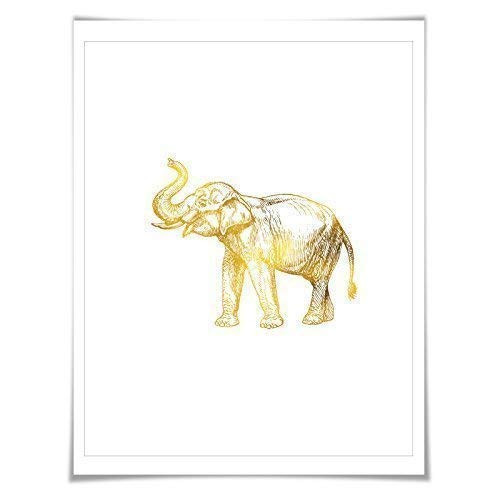 Elephant Gold Foil Art Print. 7 Foil Colours 3 Sizes. Animal Print_ Wildlife Art_ Gold Elephant Poster.