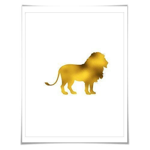 Lion Gold Foil Art Print. 7 Foil Colours. 3 Sizes. Animal Print_ Wildlife Art_ Lion Wall Art_ Gold Lion Poster.
