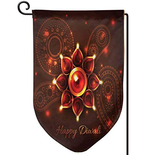 ScottDecor Diwali Funny Yard Decorations Flag for All Seasons Beams and Diwali Wishes 12.5 inch  W x 18 inch  L