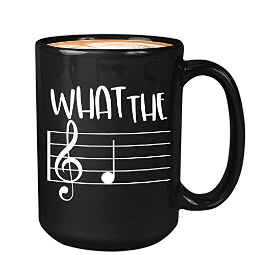 Musician Coffee Mug 15oz _ What the F Music Note _ Musician Sayings Music Note Pun Treble Maker for Music Teacher Music Lovers Piano Lovers