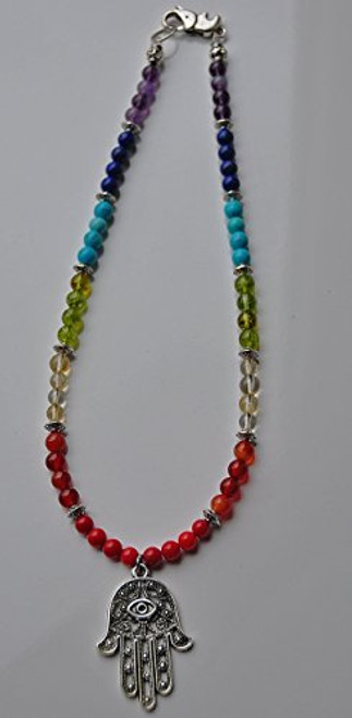 Hamsa Protection Hand Necklace_ 7 Chakra Balance Healing Meditation Reiki OM Yoga Necklace Mala Hamsa Protection Hand Necklace_ 7 Chakra Balance Healing Meditation Reiki OM Yoga Necklace Mala