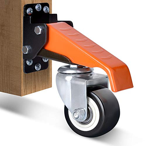 Ronlap Workbench Casters Kit 660 Lbs Capacity_ 2.5 inch  Heavy Duty Retractable Casters 4 Pack_ Side Mounted Adjustable Table Stepdown Casters