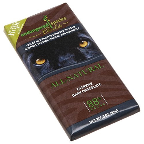 Endangered Species Black Panther_ Extreme Dark Chocolate _88 Percent __ 3_Ounce Bars _Pack of 6_