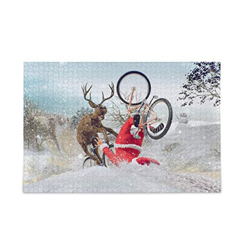 Santa Claus On Bicycle Puzzle 500 Piece Jigsaw Puzzle Adult  Jigsaw Puzzle_h_