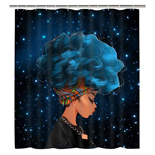 Sunm boutique Bathroom Shower Curtain Bathroom Curtain Durable Bath Curtain Bathroom Accessories Ideas Kitchen Window Curtain (African Girl, 70" L × 69" W)