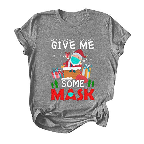 Goddessvan Women's Cute Christmas Print T Shirt O_Neck Short Sleeve Casual Tops Blouse Pullover Gray Goddessvan Women's Cute Christmas Print T Shirt O_Neck Short Sleeve Casual Tops Blouse Pullover Gray