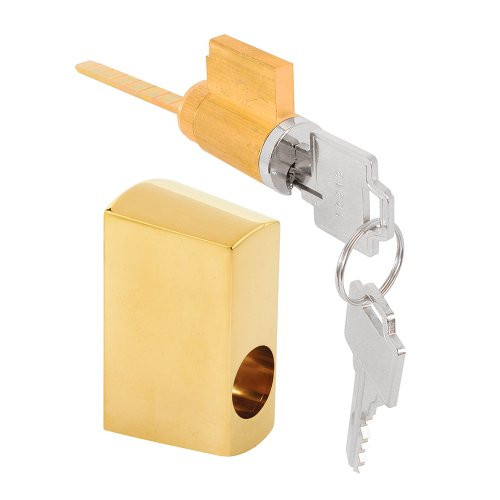 Prime-Line Products E 2146 Keyed Brass Plated Die cast Sliding Door Locking Unit