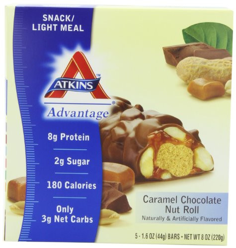 Atkins Advantage Caramel Chocolate Nut Roll_ 1.6 oz. bars_ 5_Count Box _Pack of 2_