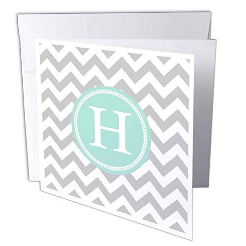 3dRose InspirationzStore _ Monograms _ Letter H Grey and White Chevron with Mint Monogram Personal Initial H _ 12 Greeting Cards with envelopes _gc_316333_2_ 3dRose InspirationzStore _ Monograms _ Letter H Grey and White Chevron with Mint Monogram Personal Initial H _ 12 Greeting Cards with envelopes _gc_316333_2_
