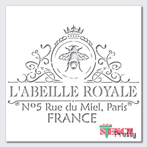 French Royale French Stencil Best Vinyl Large Stencils for Painting on Wood_ Canvas_ Wall_ etc._L _20 inch  x 15 inch __ Ultra Thick Exhibit Grade White Color Material