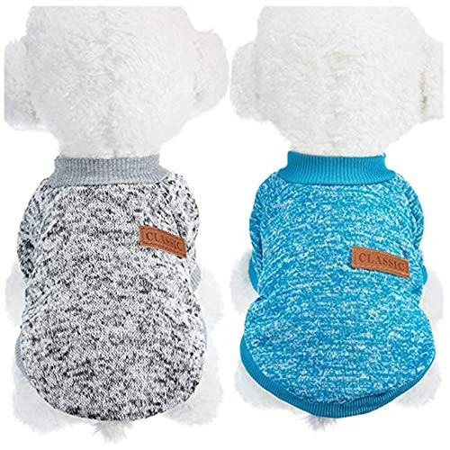 SISAVE 2PCs Puppy Sweater_Pet Winter Warm Coat Dogs Knitwear _Multicolor_E_ Medium_