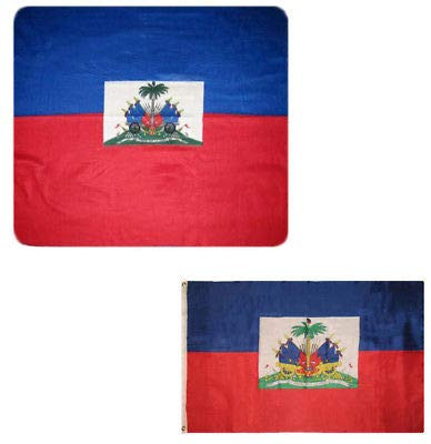 K's Novelties Wholesale Combo Lot Haiti Country 50 inch x60 inch  Fleece  and  3'x5' Polyester Flag