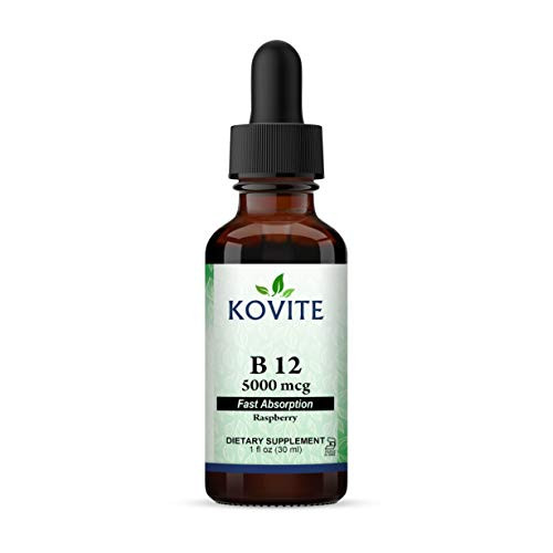 Kovite Kosher Vitamin B12 Liquid Drops 5000 mcg _ Raspberry Flavor 1 Fl Oz Kovite Kosher Vitamin B12 Liquid Drops 5000 mcg _ Raspberry Flavor 1 Fl Oz