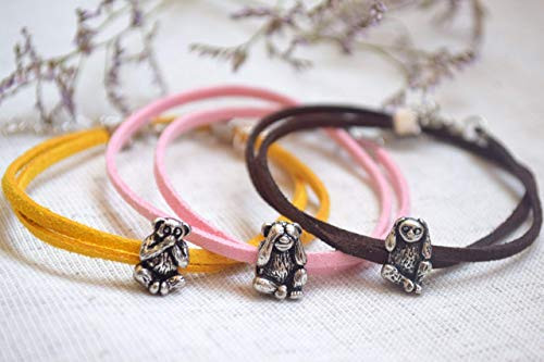 Leather Bracelet Monkey Charm Pandora Three monkeys Japan see no evil hear no evil speak no evil Japanese macaques Buddhist Chinese Taoism mizaru kikazaru iwazaru see not hear not speak not Leather Bracelet Monkey Charm Pandora Three monkeys Japan see no evil hear no evil speak no evil Japanese macaques Buddhist Chinese Taoism mizaru kikazaru iwazaru see not hear not speak not