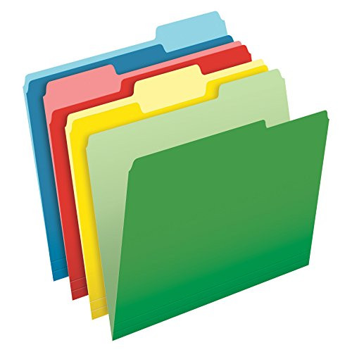 Pendaflex Double Stuff CutLess/WaterShed File Folders, Letter Size, Assorted Colors, 1/3 Cut, 50/BX (48437EE)