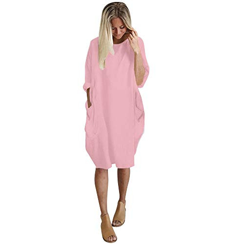 Clearance Women Dresses Crew Neck Cocktail Party Evening Plus Size Dress Beach Sundress for Summer _L_ Pink_ Clearance Women Dresses Crew Neck Cocktail Party Evening Plus Size Dress Beach Sundress for Summer _L_ Pink_