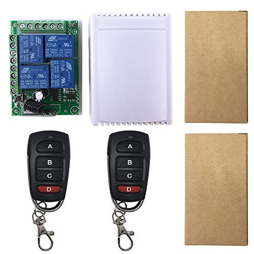 QIACHIP 433MHz Universal Wireless Remote Control Switch 12V 4CH Relay Wireless RF Remote Control Switches Transmitter and Receiver