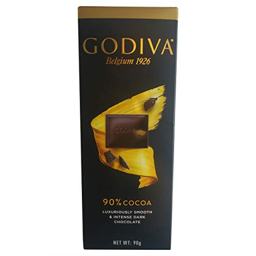 Godiva 90 Percent  Cocoa Luxuriously Smooth  and  Intense Dark Chocolate 90g _Pack of 6_