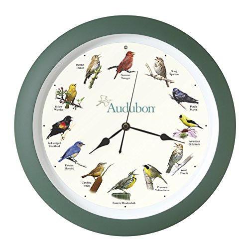 Mark Feldstein & Associates Audubon Singing Bird Clock, 13"