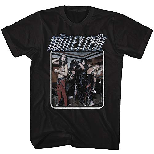 A and E Designs Motley Crue Group Photo Adult Black Tee Shirt_ Large